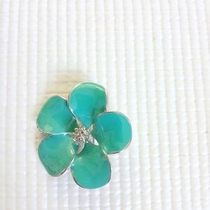 Vintage Enamel Turquoise Flower Pendant/ Brooch, mint, statement, rare